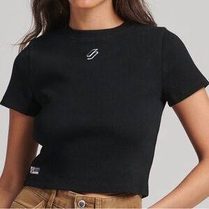 Superdry Fitted Ribbed Cropped T-Shirt